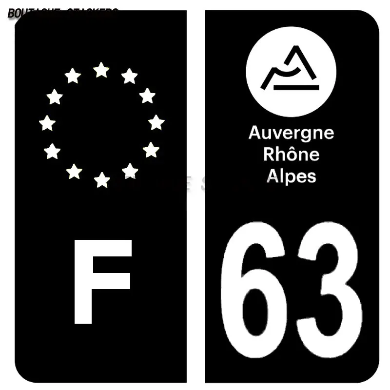 

Creative License Plate Sticker Black Blue and F Europe 63 Allier Sava Black and F EU Waterproof PVC Sticker