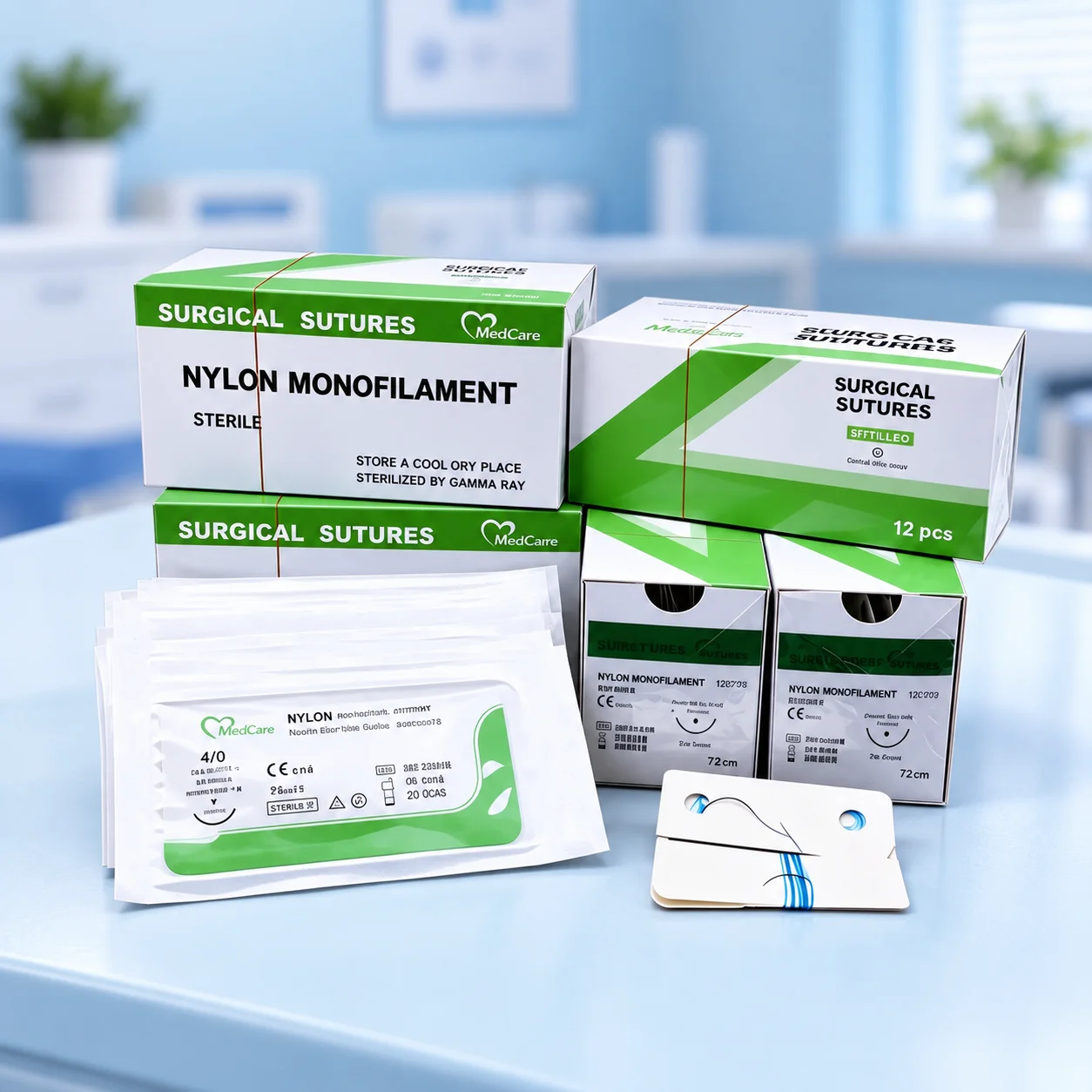 Medical Grade Nylon Suture 4/0 Nonabsorbable Dental Suture 3/8 Reverse Cutting 18mm Needle for Implant Oral Surgery Dentistry