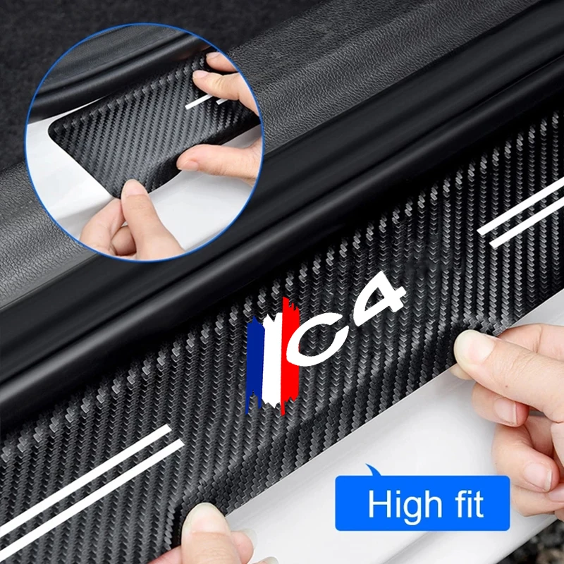 for Citroen C4 Badge Carbon Fiber Car Door Threshold Sill Scuff Plate Decals Protector Stickers Pedal Guards Tuning Accessories - Image 3