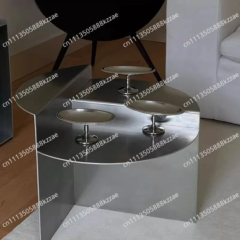 Minimalist Metal Side Table for Sofa Stainless Steel Round Coffee Table  Designer Accent Table Mid-Century Living Room Furniture