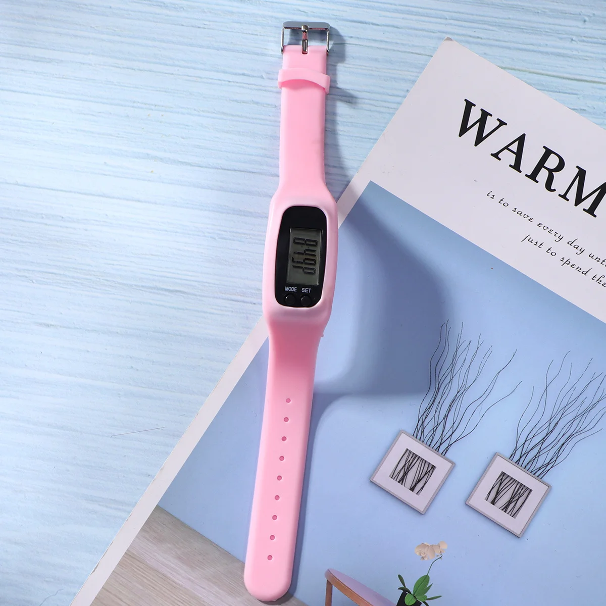 

1pc Smart Pedometer Step Counter Waterproof Digital Running Walking Sports Watch With Silicone Band For Men Women Red