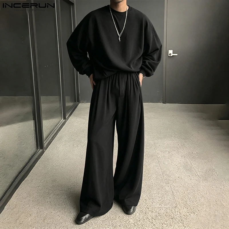 Completi Da Uomo Incerun, Abbigliamento Streetwear Oversize, Felpe A Maniche Lunghe E Pantaloni, Set Due Pezzi Casual, Tute Da Uomo Coordinated-image