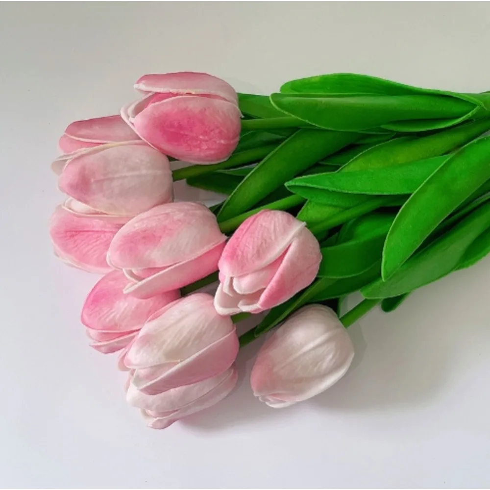 16 Yellow Imitation Tulip Flower Decorations for Office, Home Decoration, and Mother's Day DIY Flower Arrangement Decoration