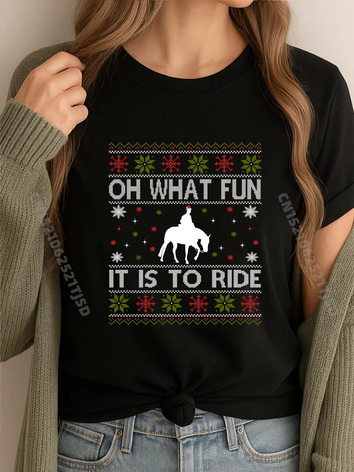 

Cowboy Oh What Fun It Is To Ride Ugly Christmas Equestrian Clothing Gifts For Woman