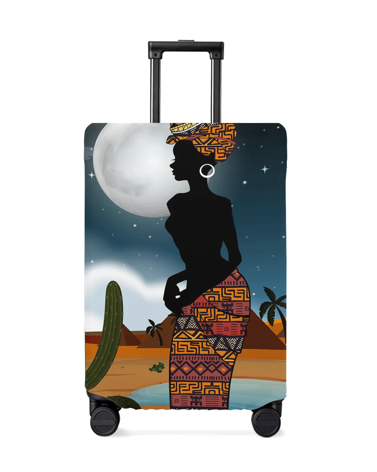 African Woman Desert Cactus Night Travel Luggage Protective Cover Travel Accessories Suitcase Elastic Dust Case Protect Sleeve