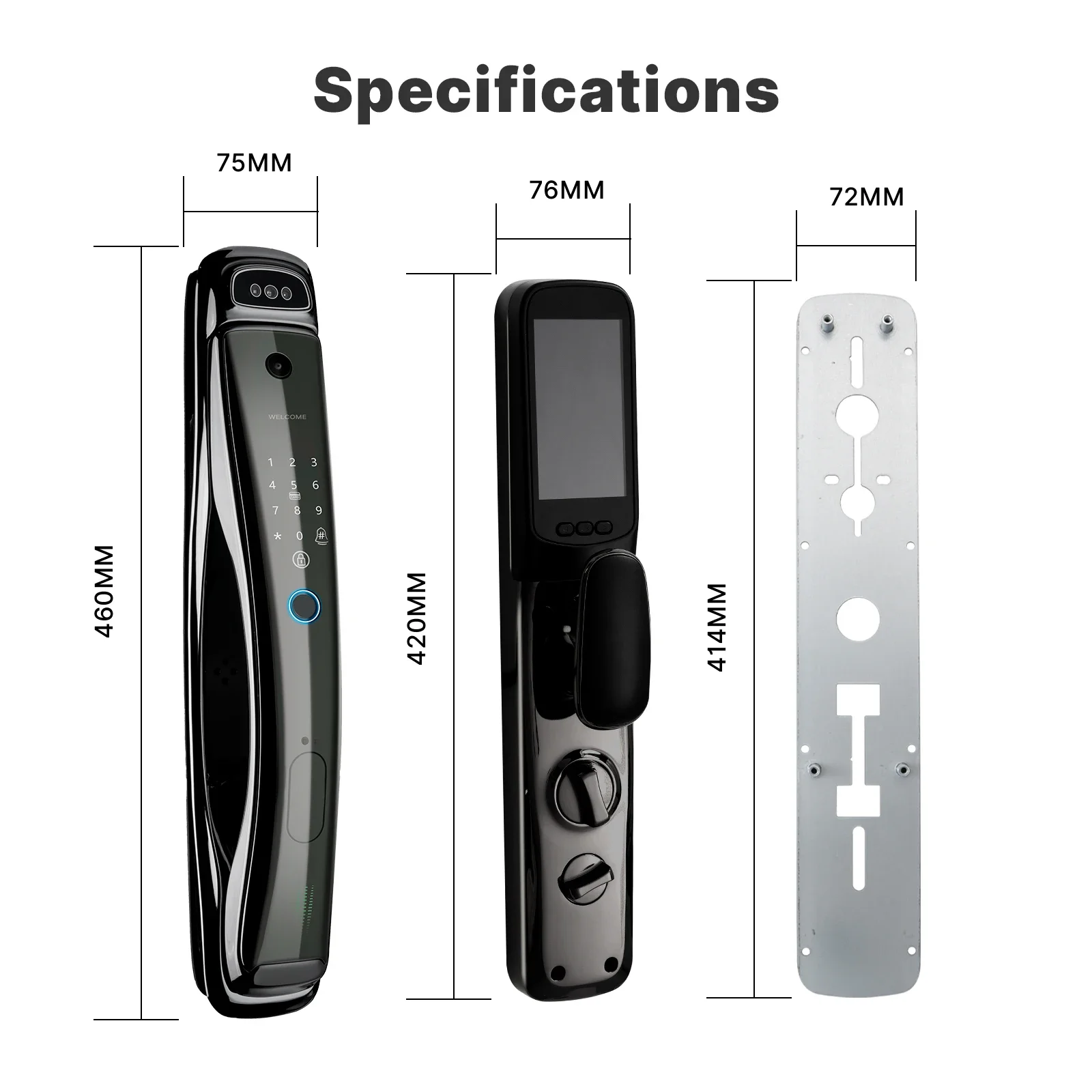 Wifi smart securtiy türschloss 3d gesichts erkennung 1mp kamera infrarot nachtsicht weck-up finger abdruck ic karte passwort entsperren