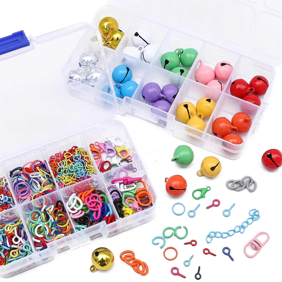 8/10/24 grid set box, spray painted bell, iron bead chain, keychain accessory, handcrafted DIY production, jewelry bracelet, ear