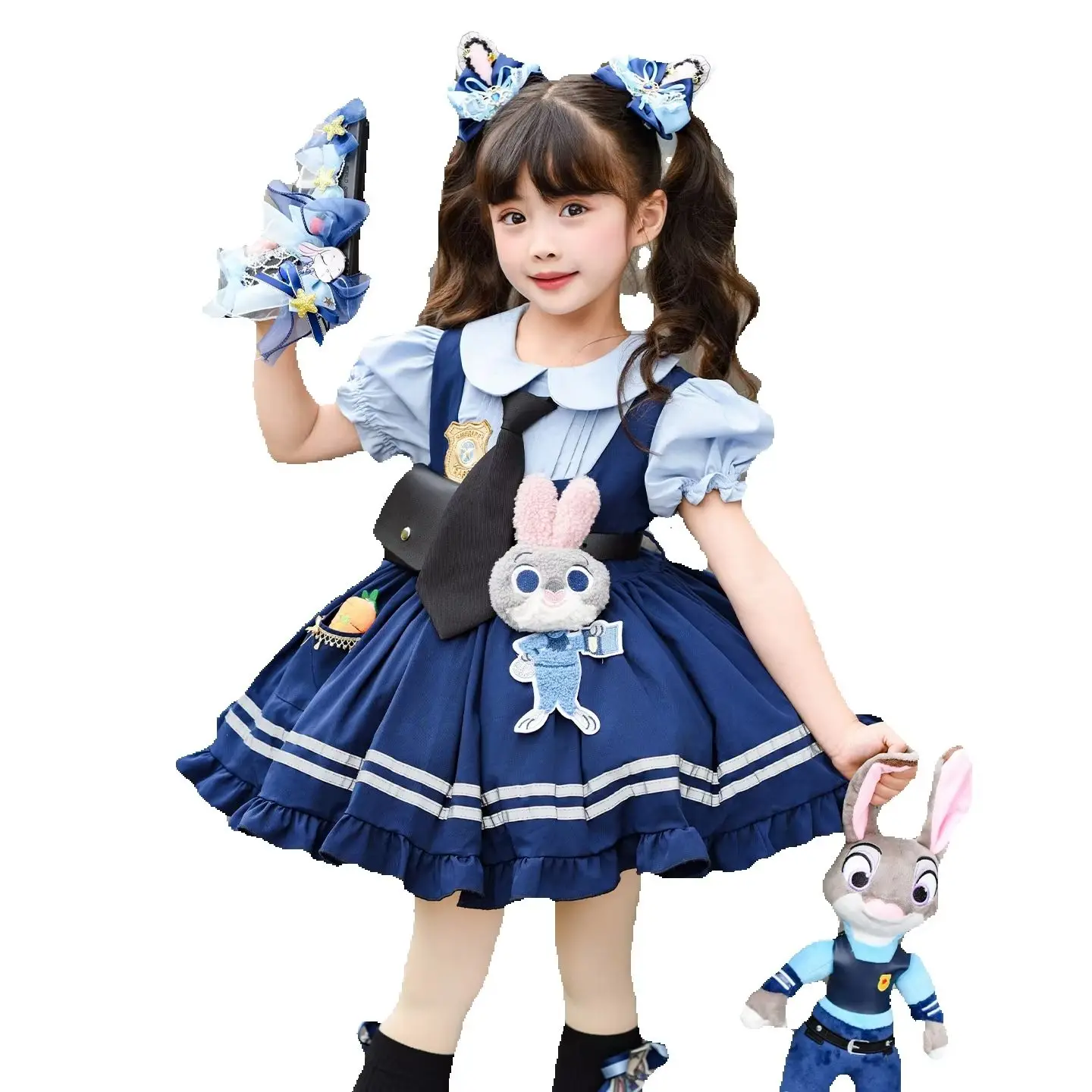 Girls Crazy Animal Judy Hopps Halloween Cosplay Costume For Kids City Rabbit Police Officer Zoo Costume Fancy Dress Up Gifts