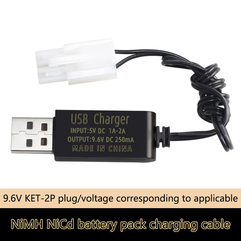 9.6V Charger KET/2P Plug 250MA Ni-Cd Ni-MH Rechargeable Battery Pack USB Charger