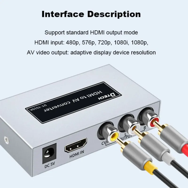 DTECH DT-7019A(MS) HDMI إلى AV محول 1080P HDMI2AV HDTV محول الصوت للتلفزيون صندوق ذكي الكمبيوتر المحمول #4