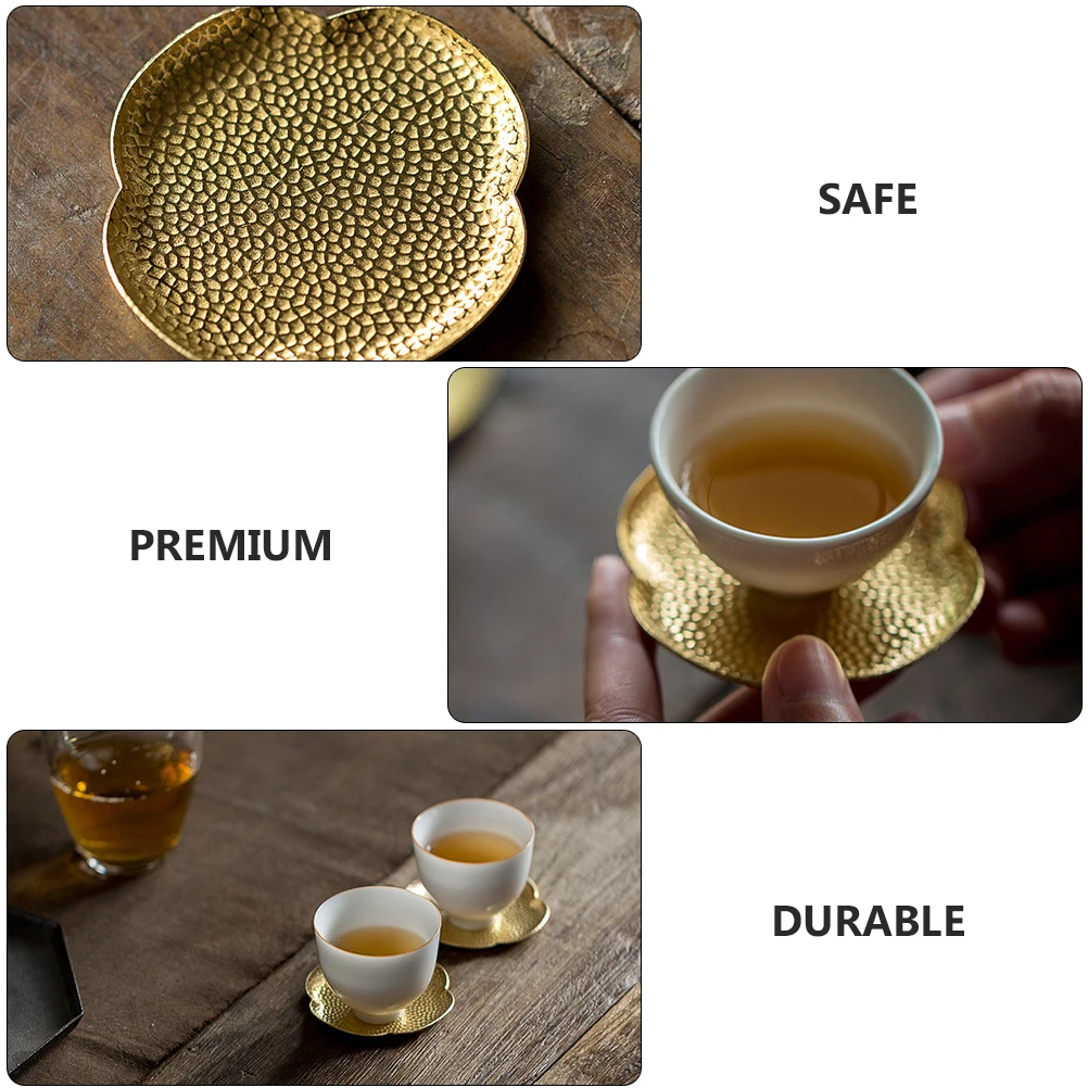 

1Pcs Copper Teacup Stand Heat-Resistant Household Tea Serving Tray Copper Cup Mat Teacup Tray Tea Cup Holder