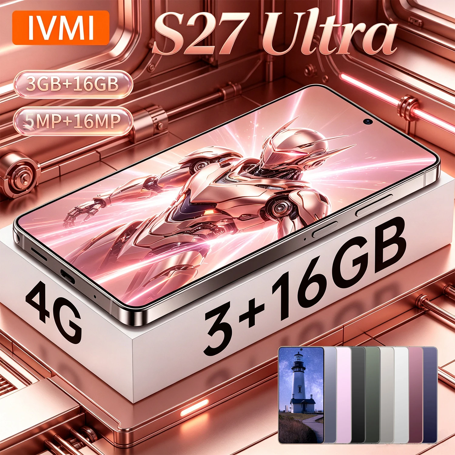 2026 New IVMI Budget Cell Phone S 27Ultra Unlocked 4G Smartphone 3GB+16GB 6.9 Inch Android10 Dual SIM Global Version Google Play
