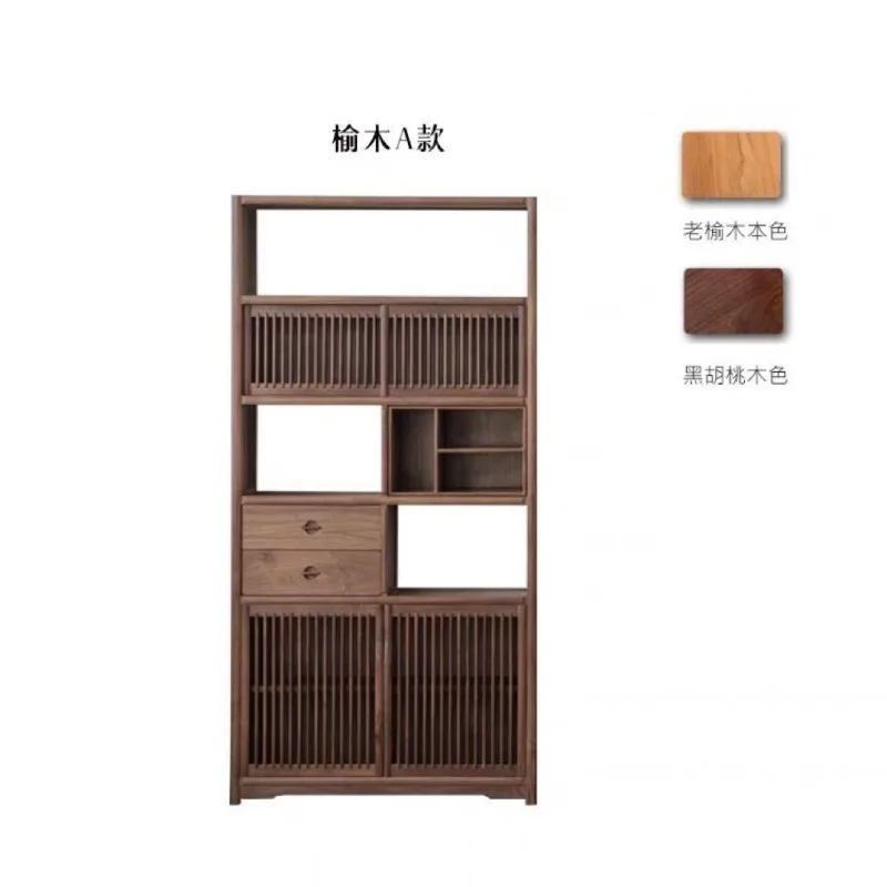 Chinese Bogu Shelf Solid Wood Elm Bookcase Display Bookshelf One Cabinet Multi-purpose Tea Room Shelf