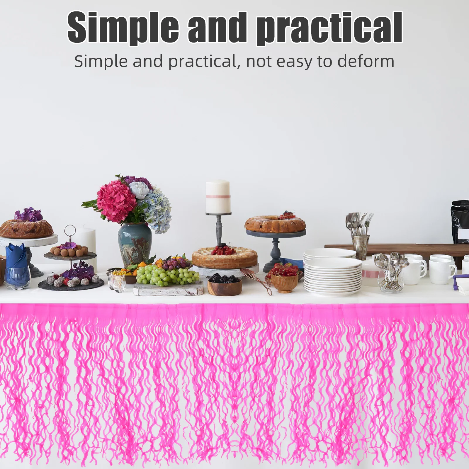 

Macaron Color Rain Silk Fringe Table Skirt Metallic Tinsel Tassel Decoration Birthday Wedding Party Festival Table Curtain Skirt