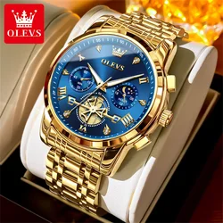 OLEVS Luxury Tourbillon Quartz Watch for Man Sports Men Watch Waterproof Luminous Stainless Steel Chronograph Men's Watches