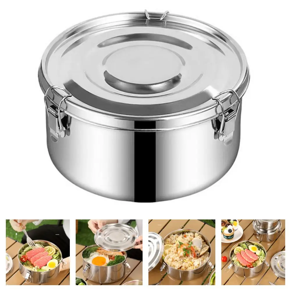 NEUE Lunchbox aus Edelstahl 304, rund, große Kapazität, Bento-Box, auslaufsicher, für Gemüse, Obst, Lebensmittelbehälter, Picknick