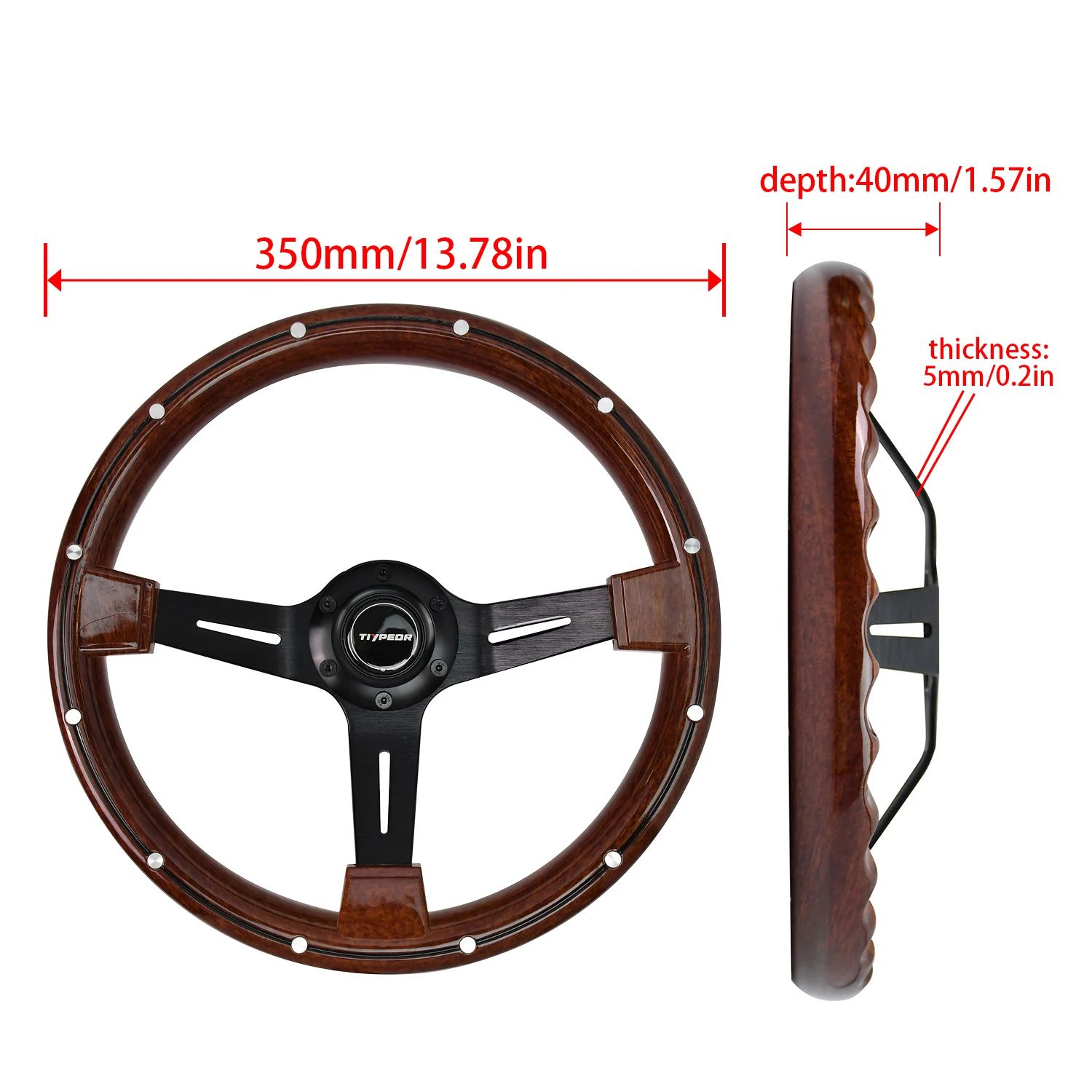 

Retro Copy Wood Racing Steering Wheel Abs Aluminum Alloy Car Accessories Interior Parts Classic Universal Steering