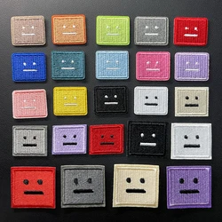 Square Face Patch Cloth Embroidered Applique Sewing Clothes Apparel Accessories Green Red Blue Yellow White Back Expression