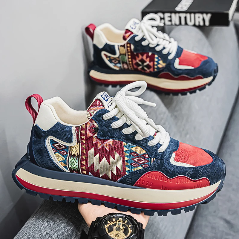 

Luxury Embroidered Men Designer Sneakers Fashion Suede Mens Trainers Comfort Streetwear Chunky Sneakers Men zapatillas de hombre