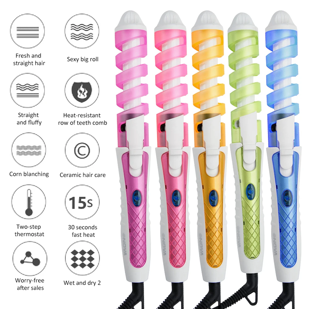 Automático espiral cabelo curling vara, cerâmica cônica, anti-escaldante, volume cabelo encrespador, salão estilo encrespadores, encrespador elétrico, v