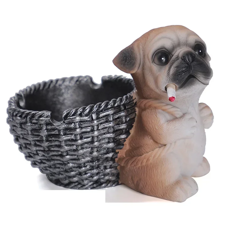 Creative  Ashtray Personality Diligent Dog Carrying Basket Ashtray Ornament Home Living Room Office Cute Birthday Gift