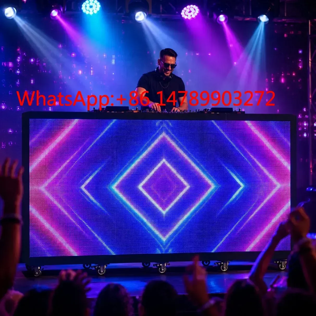 Folding Curved LED DJ Booth Table Screen Mobile Wedding Event DJ Facade For Party Rental
