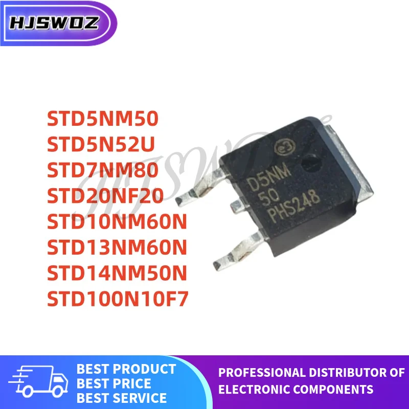 10Pcs/LOT STD100N10F7 STD5NM50 STD5N52U STD7NM80 STD13NM60N STD14NM50N STD10NM60N STD20NF20 TO-252 MOS In Stock