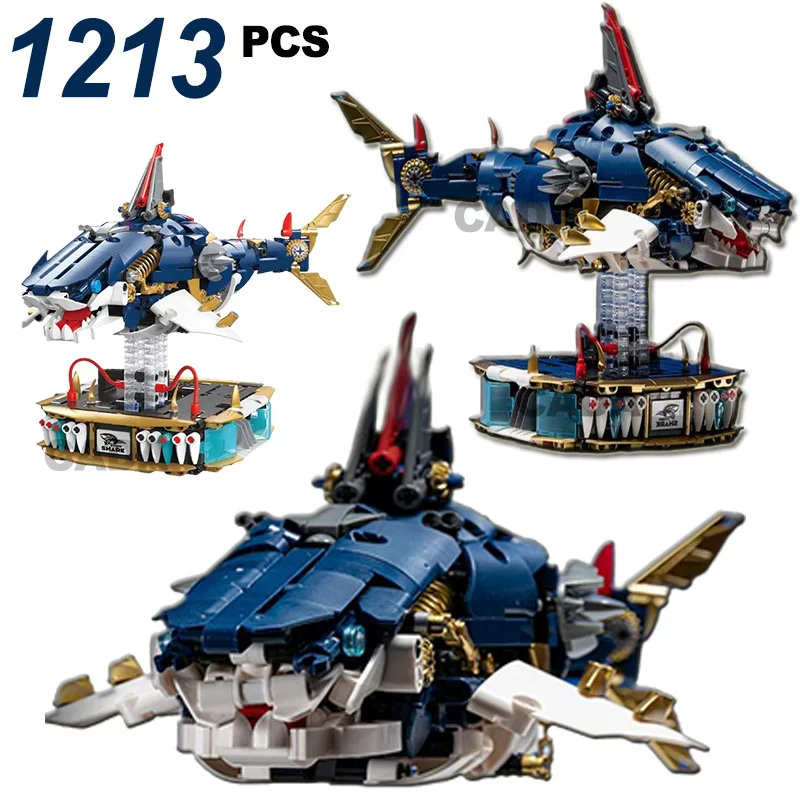 

1213pcs Great White Shark Building Blocks JD071 - Creative Desktop Decoration Mechanical Model Kit Bricks Toy for Kids And Adult