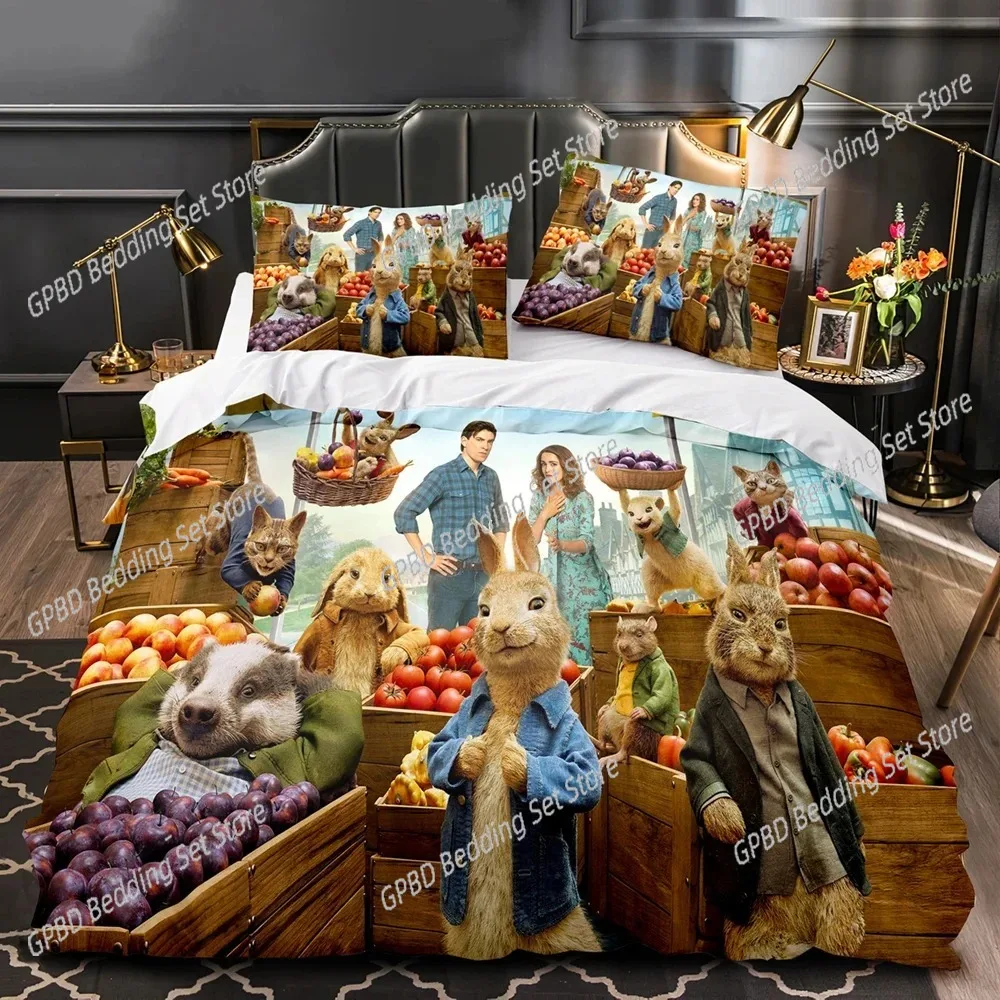 

Cartoon Peter The Rabbit Bedding Set,Duvet Cover Comforter Bed Set Quilt Cover Pillowcase,King Queen Twin Size Boys Girls Adults
