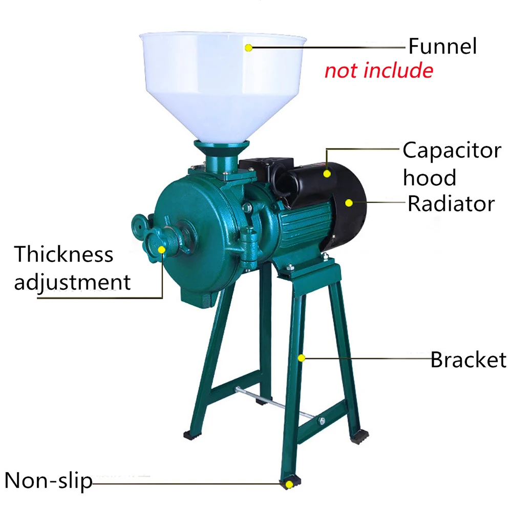 2200W Elektrische Voermolen Droge Granen Grinder Maïs Graan Rijst Freesmachine Met Trechter 220V Blauw/groen