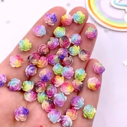 50Pcs 8mm Resin Colorful Rose Flatback Flower Rhinestone Gem Nail Art Scrapbook Wedding Accessories Ornament Applique Crafts DIY