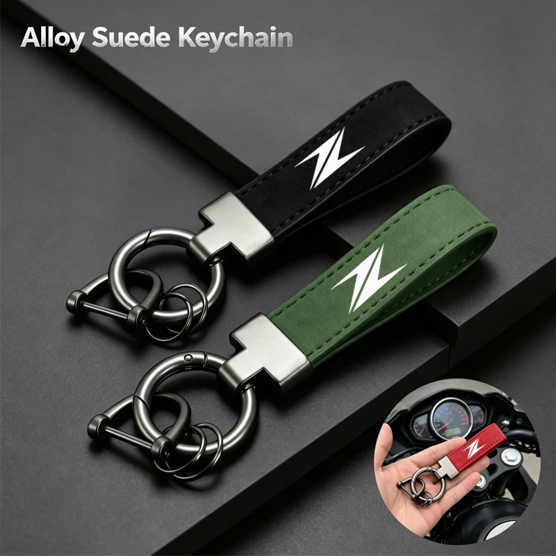Deluxe Suede KeyChain Horseshoe Buckle Motorcycle KeyRing For Kawasaki Z250 SL Z300 Z400 Z500 Z750 Z800 Z650 Z900 SE RS Z1000 SX