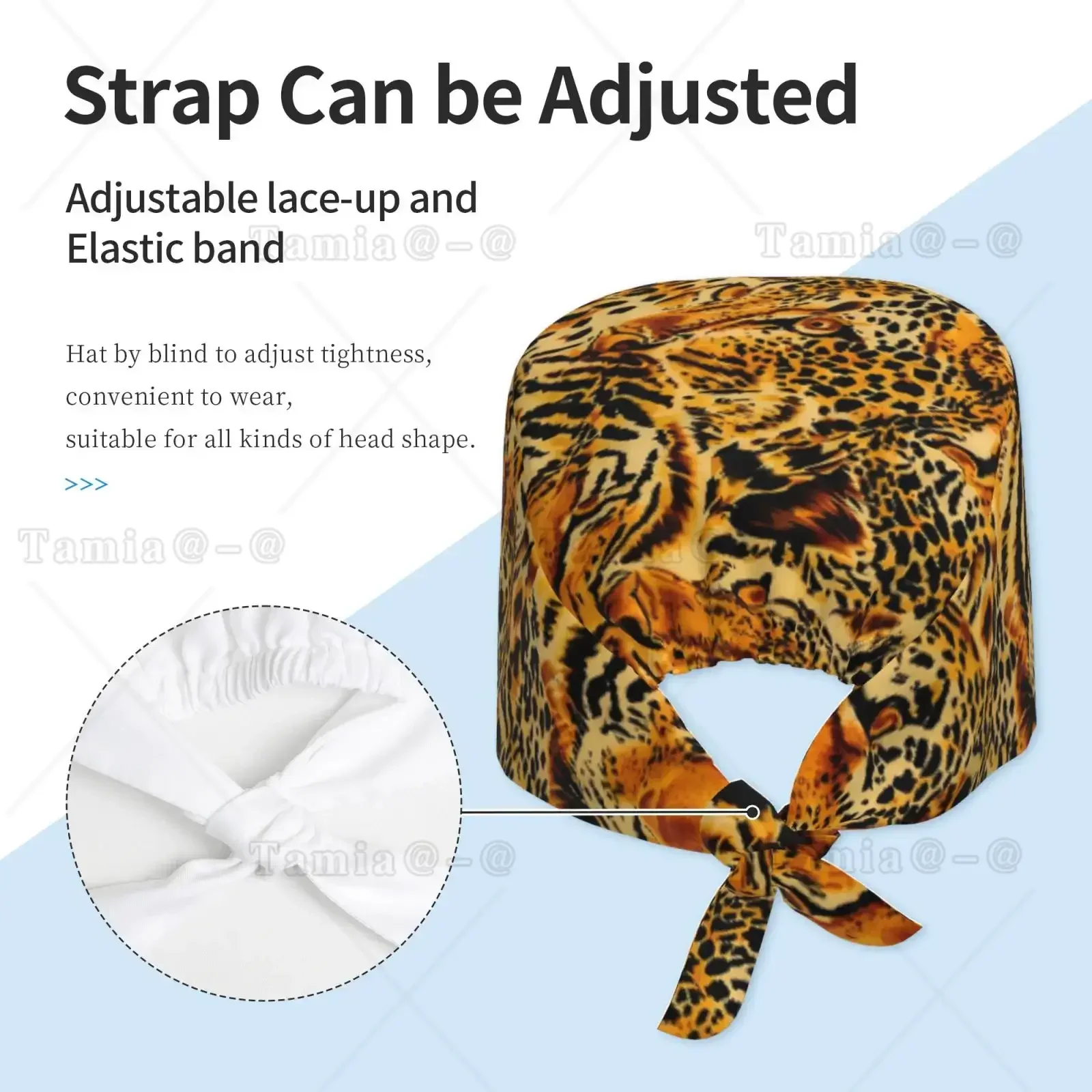 Custom Tiger Skin Pattern Lover Working Cap Hats Women Men Operating Room Cap Nursing Cap Lab Works Hat