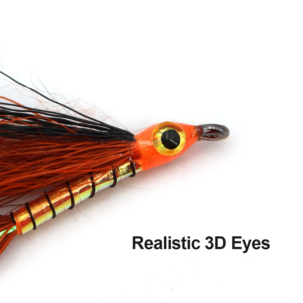 Moscas streamer Bucktail 3D epoxi ojo Vtwins para trucha y lucio