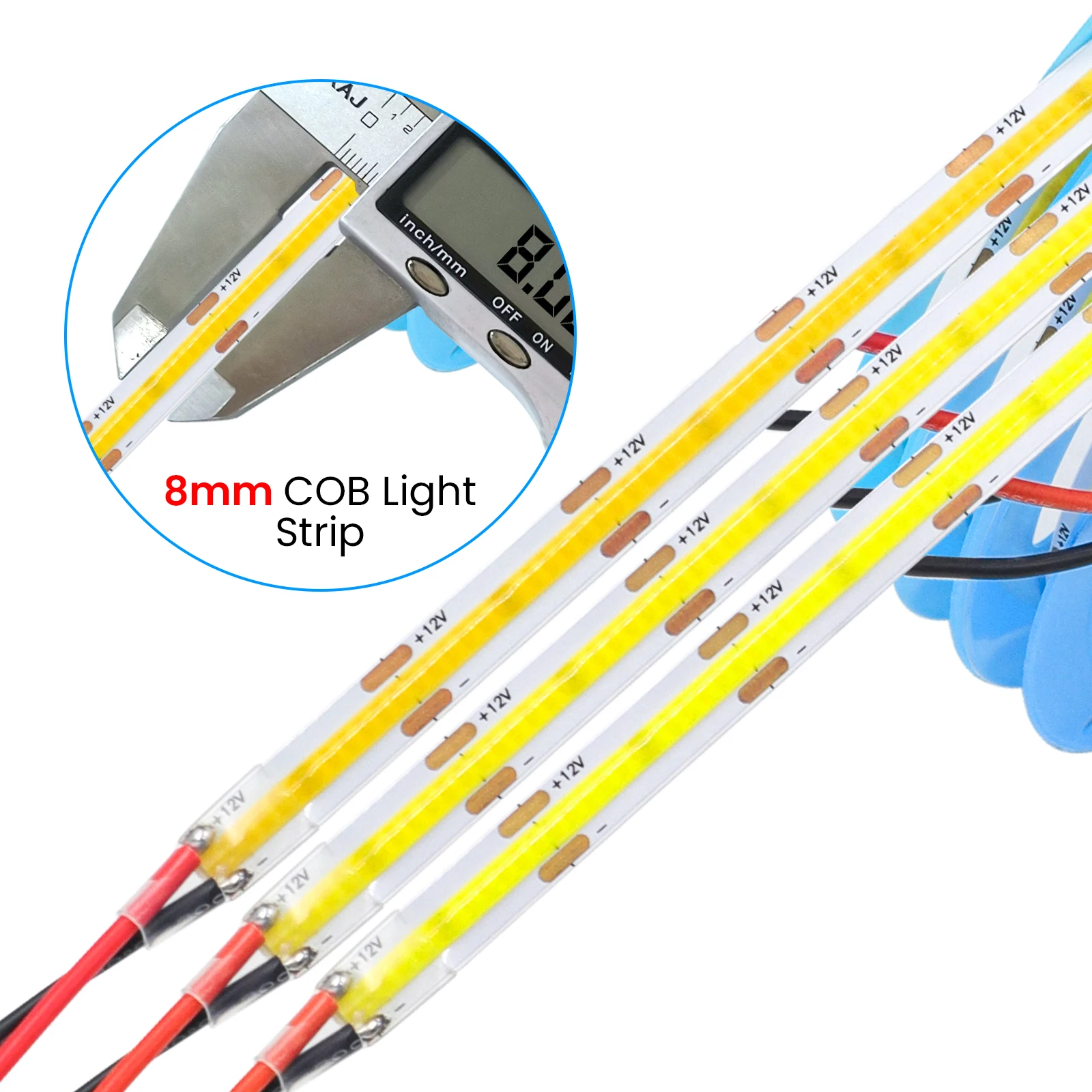 DC 12V 24V COB LED Strip 8MM 480LEDs/m High Density Flexible COB LED Tape Light Bar 0.5m 1m 2m 3m 4m 5m Ribbon Cabinet Light