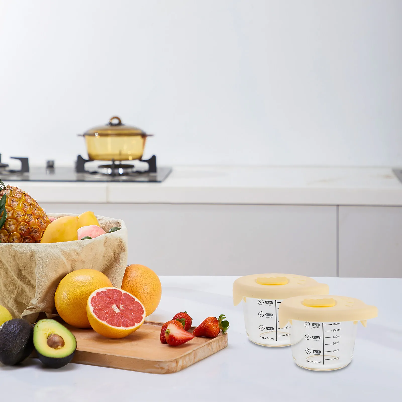 

2Pcs Baby Food Storage Bowls Glass Leakproof Infant Fridge Jars Microwave Freezer Safe Reusable Baby Meal Prep Bowls Portable