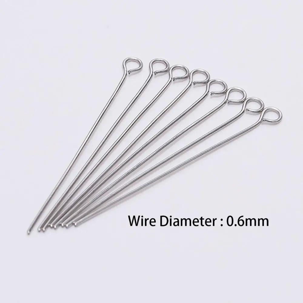 100pcs/lot 15-70mm Stainless steel Metal Eye Head Pins Findings Connector For Jewelry Making Accessories DIY Pendant Supplies image 3