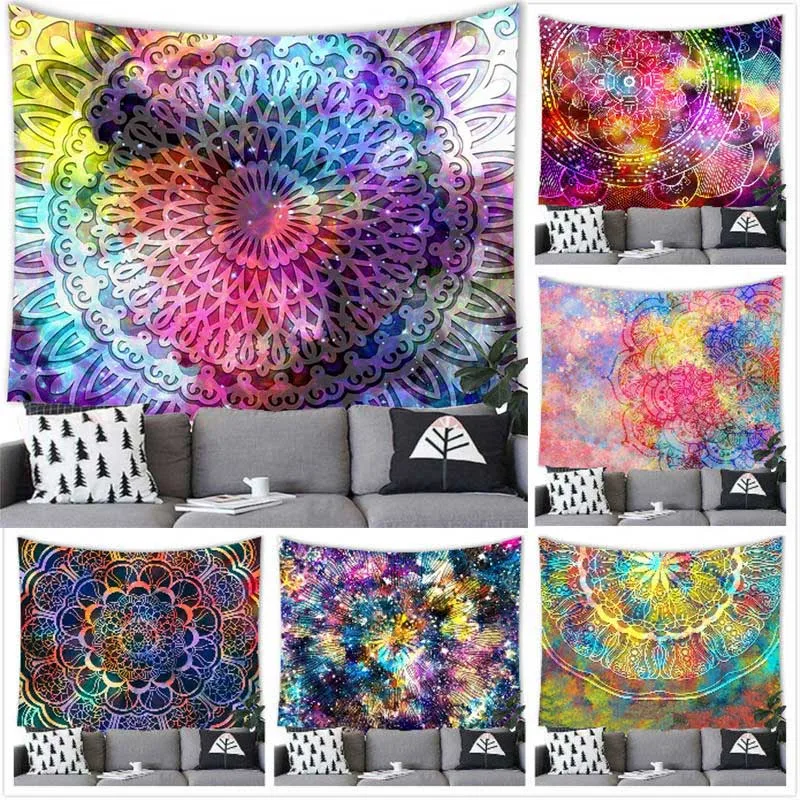 Colorful Mandala Tapestry Wall Hanging Colorful Mandala Totem Decor Tapestry Wall Hanging Mandala Home Decoration Background