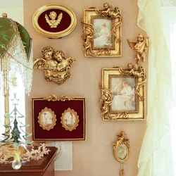 Opulent Red Velvet Angel Frame  European Style Resin Picture Holder Homestay Wall Decor Photo Ensemble Luxurious Design