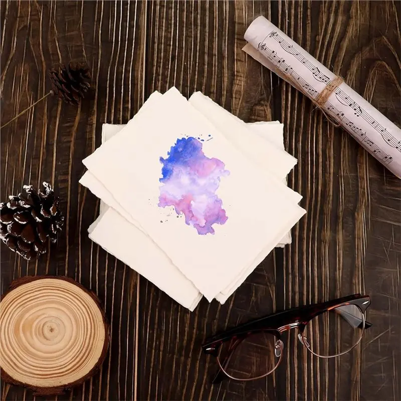 ABVG-ورق أبيض مصنوع يدويًا 25 قطعة ورق ألوان مائية 300 جرام في المتر المربع، لبطاقات المعايدة دهان داي 15.2 × 10.2 سم