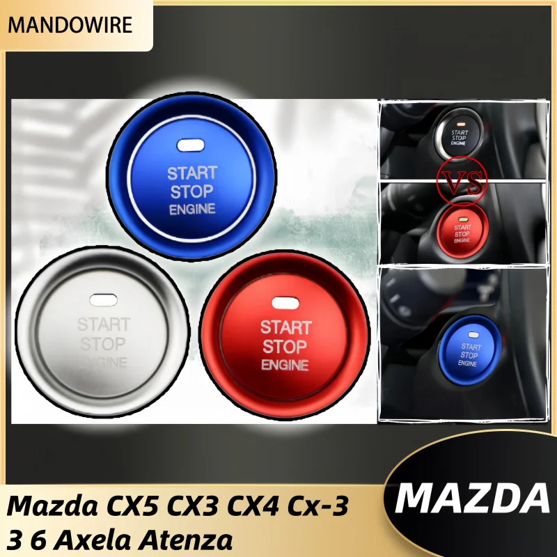 

New Car Engine Start Stop Ignition Key Ring Cover Sticker for Mazda 3 Axela CX3 Atenza BM BN 6 GJ1 GL CX4 CX5 CX 5 Accessories