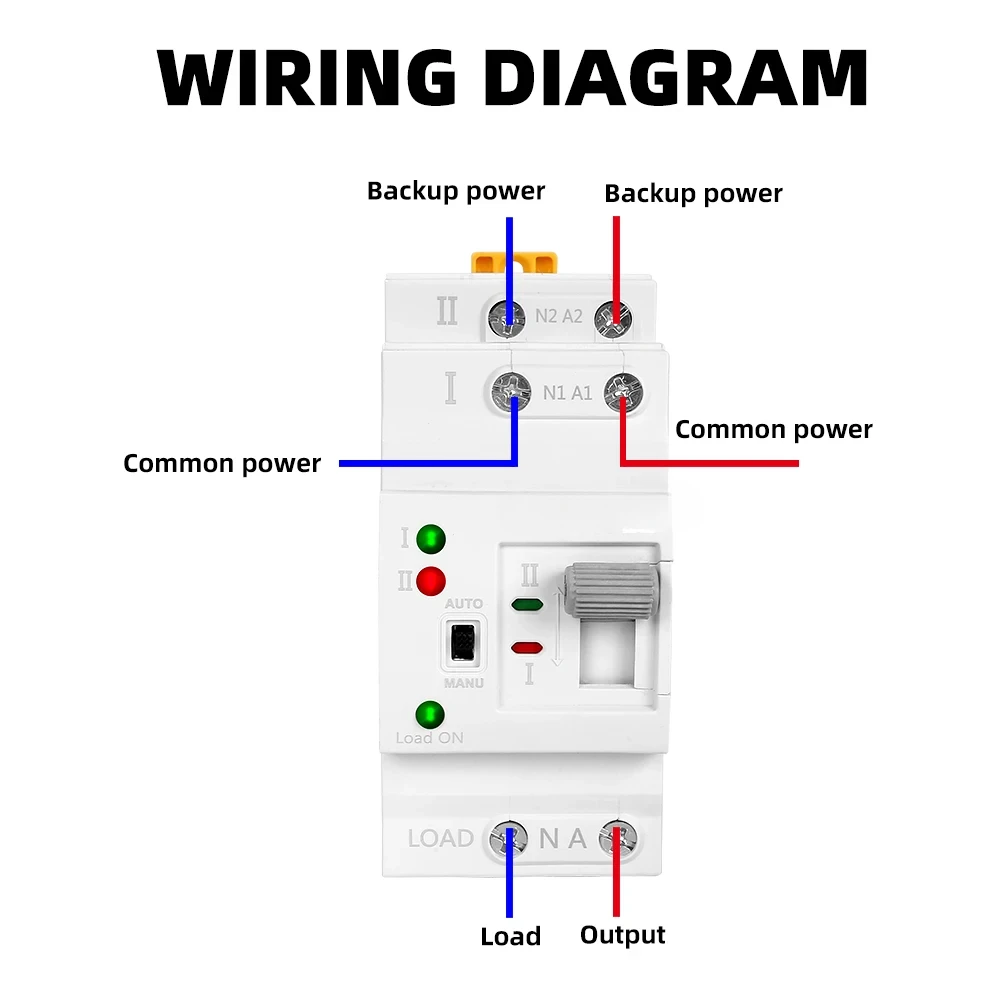 Rail 2P 4P ATS Dual Power Automatic Transfer Switch Electrical Selector Switches Uninterrupted Power 63A