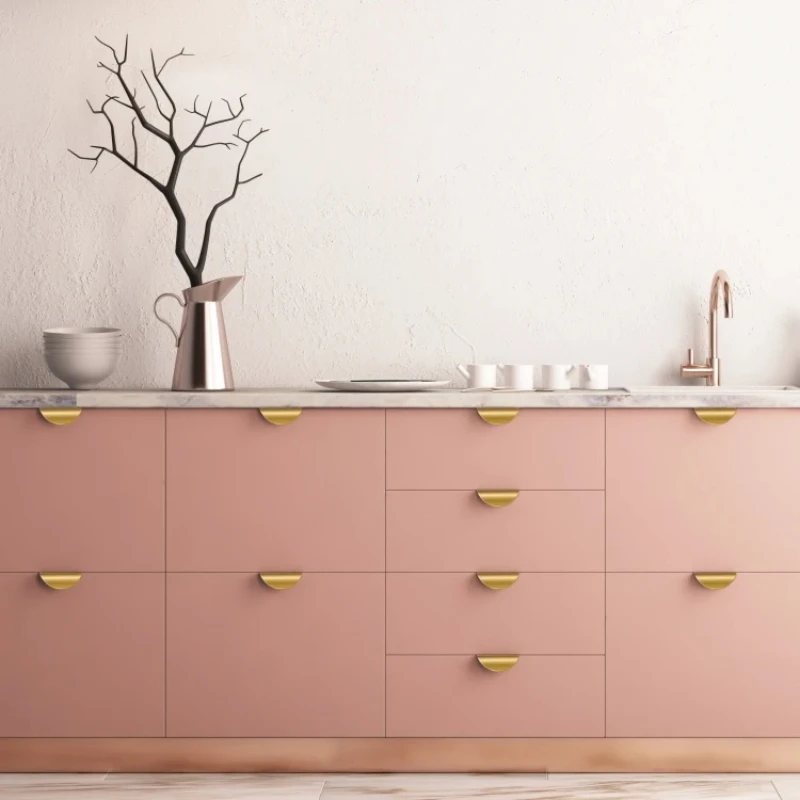 Gaveta Shell Móveis Armário Alça Curva Pobre Latão Puxador de Borda Curta