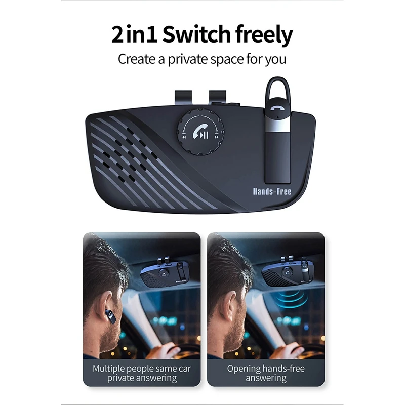 Wireless Car Speakers Handsfree Car Kit Hands-Free Bluetooth Multipoint Speakerphone Sun Visor Bluetooth Car Accessories