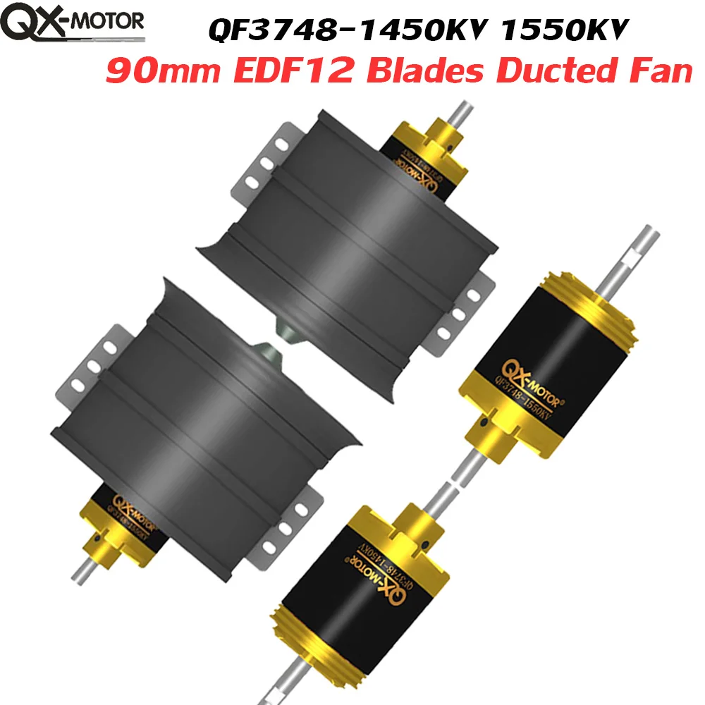 

QX-Motor 90mm EDF QF3748 12 Blades CW CCW Brushless Motor 1450kv 1550kv for FMS RC Fixed-Wing Airplane