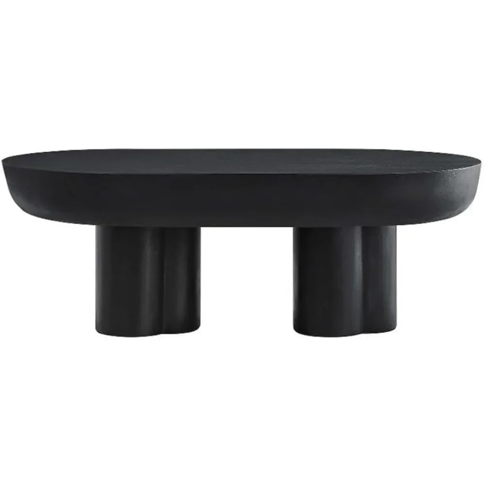 Table Basse Ovale Noire pour Salon Contemporain, Petit Espace Parfait