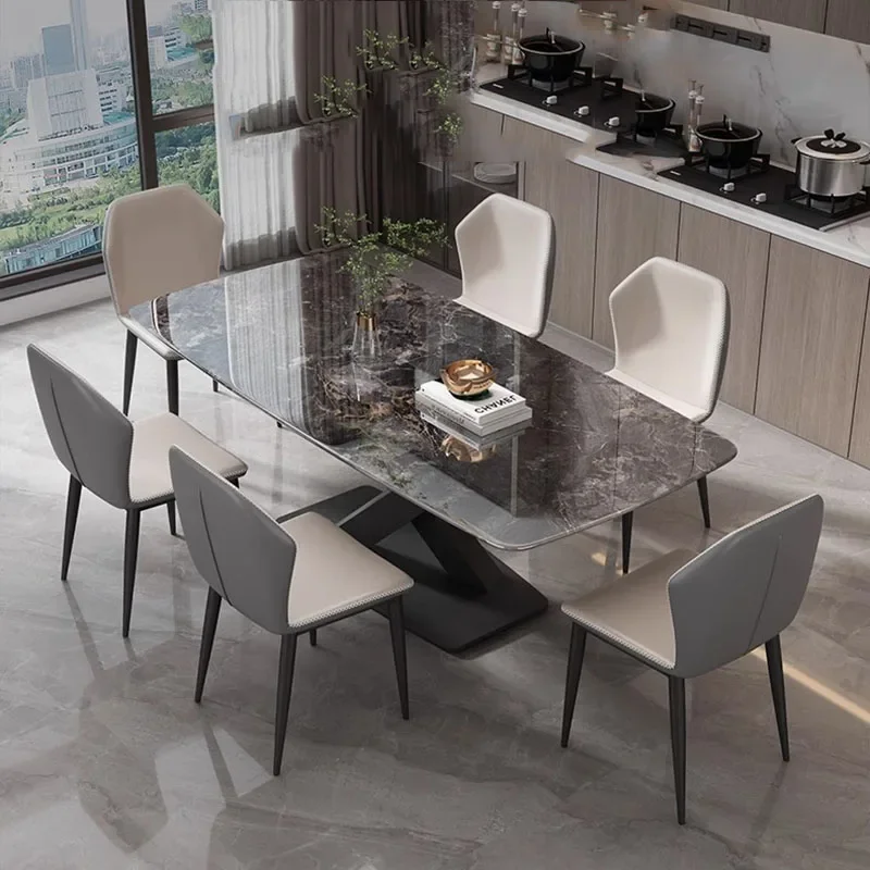 

Industrial Wood Vinyl Dining Table Chaire Oval Extensio Dining Table Modern Extendable Mesa De Comedor Kitchen Furniture