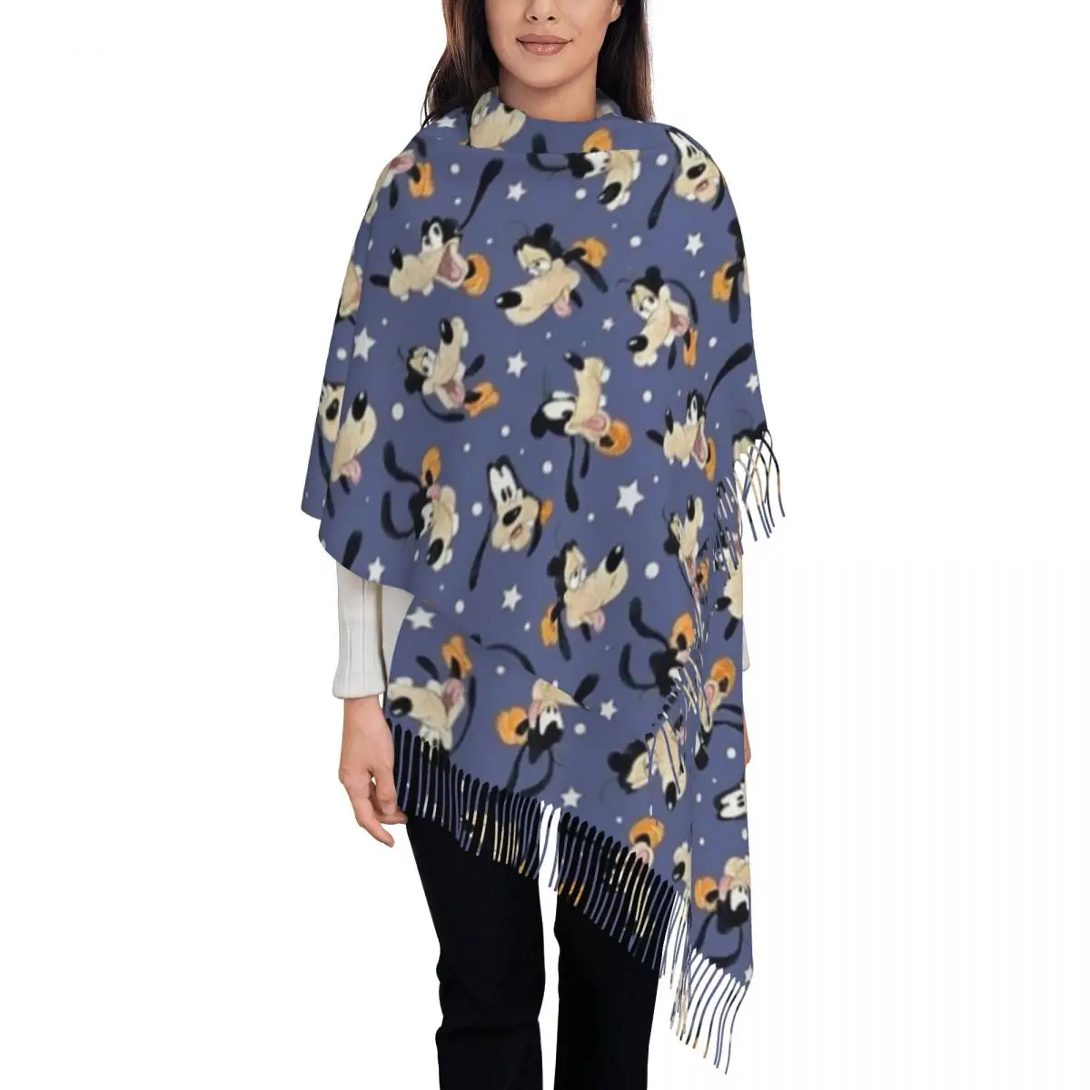 

Womens Tassel Scarf Goofy Mickey Large Super Soft Shawl and Wrap Daily Wear Cashmere Scarf