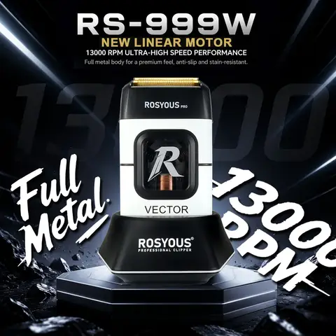 ROSYOUS 999W Men's Electric Shaver 13000RPM Vector Magnetic Motor Metal Body Base Double Foil Professional Trimmer Barber Shop