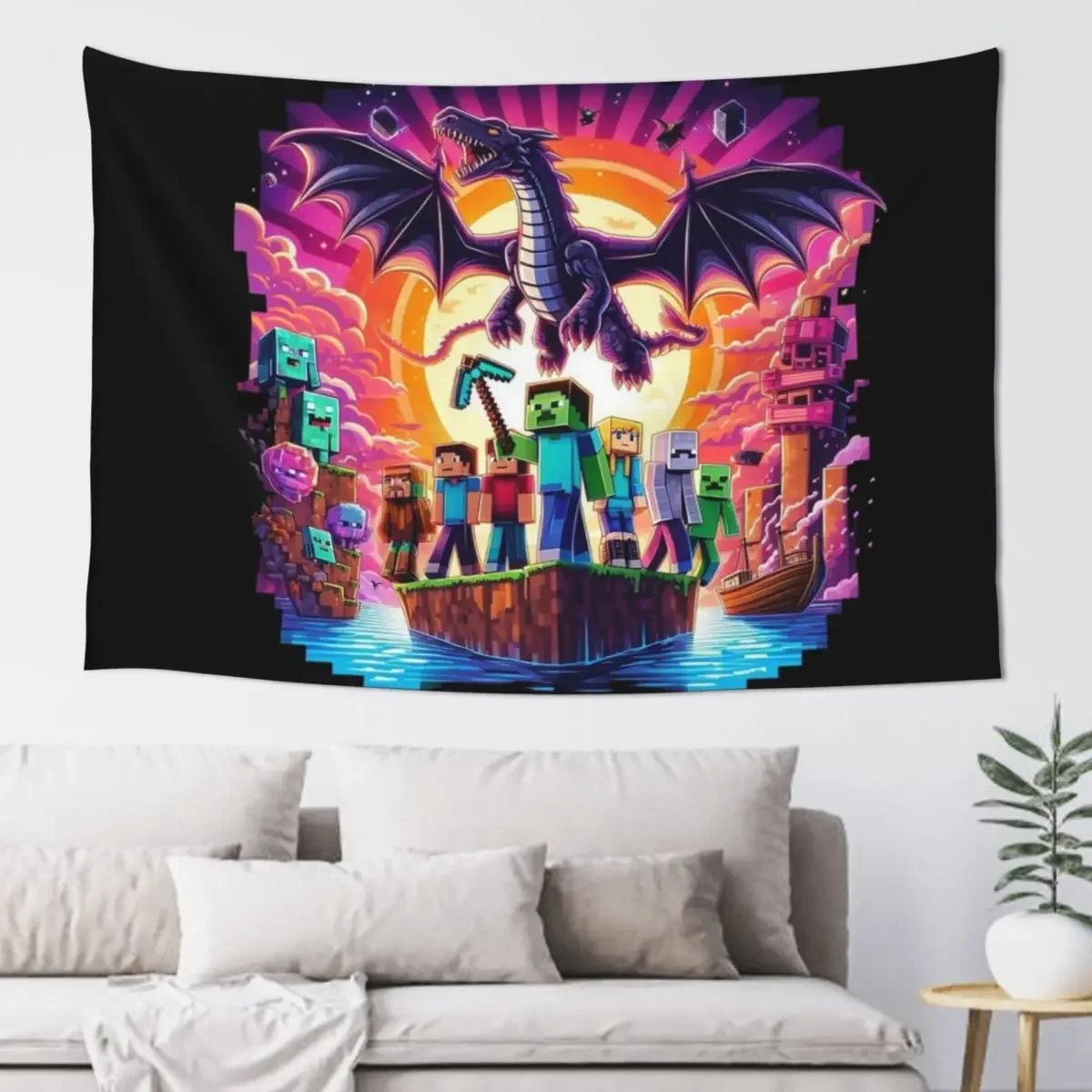 Ender dragon Tapestry Living Room Decoration Cute Room Decor Tapestry